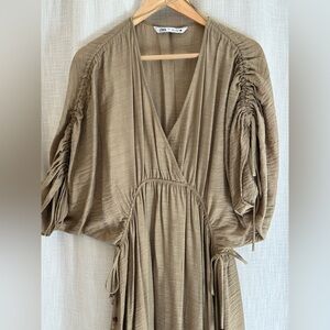 Zara Elegant Olive Green Maxi Dress